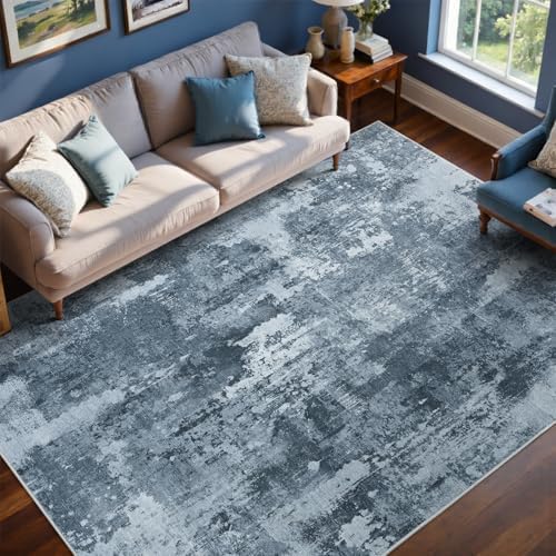 6x9 Ft Abstract Washable Area Rugs for Living Room Blue by Cuzwlovita