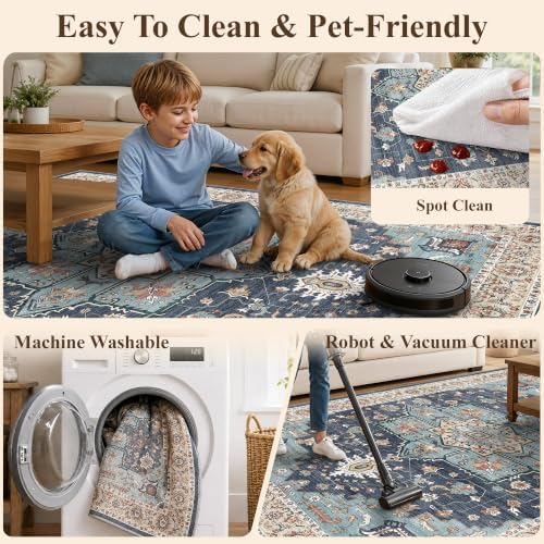 9FT Round Area Rugs for Living Room: Circle Rugs Soft Machine Washable Rug - Image 3