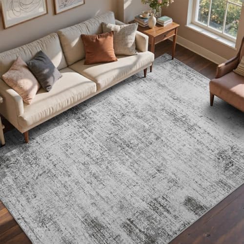 6x9 Ft Abstract Washable Area Rugs for Living Room Grey by Cuzwlovita