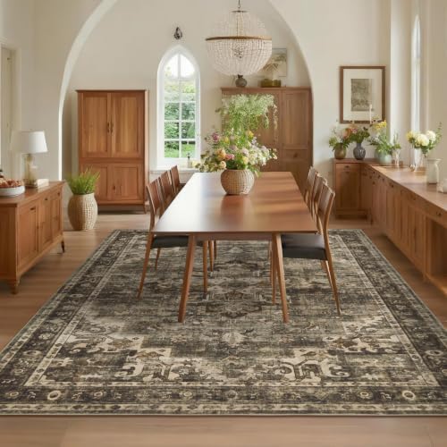 GarveeHome 8x10 Area Rugs for Living Room Vintage Washable Rug Olive Green - Image 3