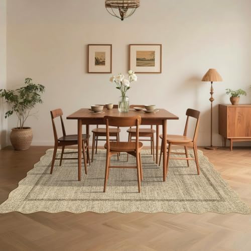 GarveeHome Scalloped Washable Rugs 9x12 Area Rug for Bedroom Non Slip - Image 4