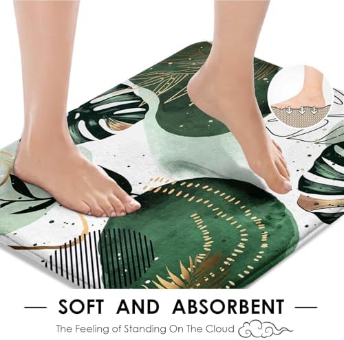 Bathroom Sets with Shower Curtain and Rugs Set of 4 Boho Sage Green - Image 4