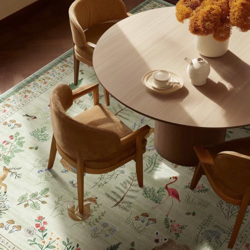 10x12 Area Rugs for Living Room: Washable Bedroom Rug Stain Resistant Non Slip Low Pile Ultra Soft Faux Wool Lightweight Large Rugs for Dining Room Under Table Rug Nursery Farmhouse Home Office Indoor - Image 5