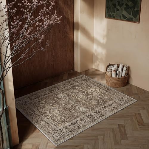 HUGEAR Entryway Area Rugs 2x4 Brown Vintage Rug by HUGEAR