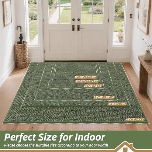 BEQHAUSE Dirt Trapper Door Mat 48" x 72", Non-Slip Washable Doormats, Green - Image 2