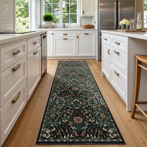 2x6 Floral Runner Rug for Hallway Washable Kitchen Runner Rug by NakedCloud