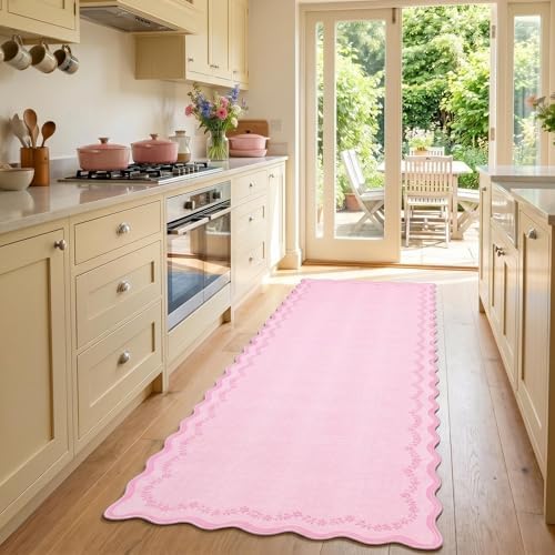 GarveeHome 2.5x8 Scalloped Washable Runner Rug Non Slip Hallway Kitchen Rug - Image 3