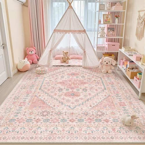 zesthome Pink Rugs for Bedroom-9x12 Area Rugs for Living Room,Girls Room - Image 4