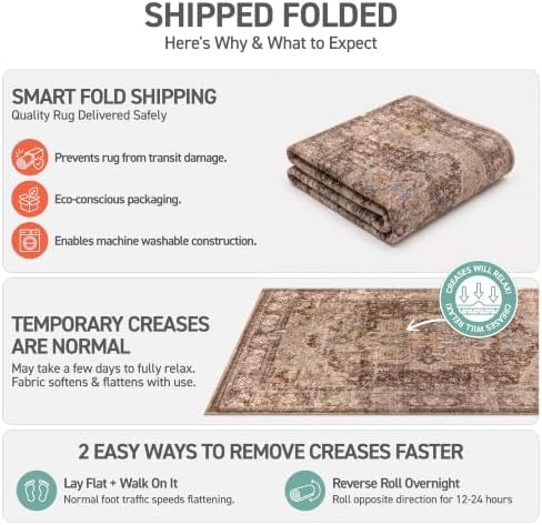 Rugshop Traditional Medallion Washable Non-Slip Area Rug, 7'10"x10' Brown - Image 5