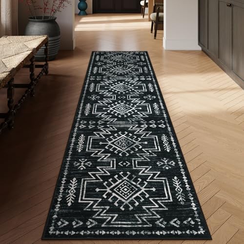 Lahome Black Runner Rug for Hallway Non Slip, 2.5x8 Western Entryway Rug by Lahome