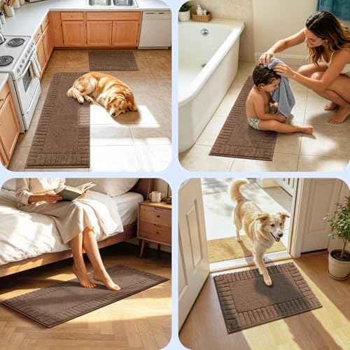 Pauwer Bathroom Rugs Sets 3 Piece, Microfiber Bath Mat Set, Dark Brown - Image 7