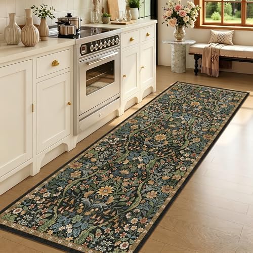 3x7 Floral Runner Rug for Kitchen Washable Hallway Runner Rug - Image 2