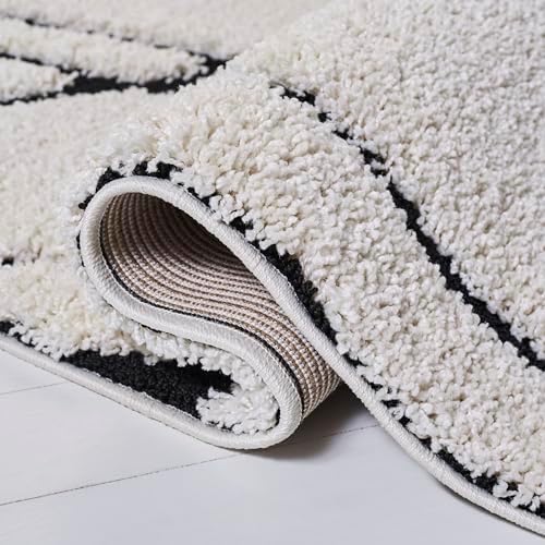 SAFAVIEH Florida Shag Collection Area Rug - 12' Round, Ivory & Black, Non-Shedding & Easy Cleaning, Plush Thick Pile, Ideal for Living Room, Bedroom, Dining Space (SG471-1290) - Image 5