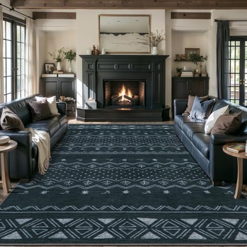 SERISSA 9x12 Washable Non-Slip Boho Area Rug for Living Room by SERISSAHomeDecorCollection