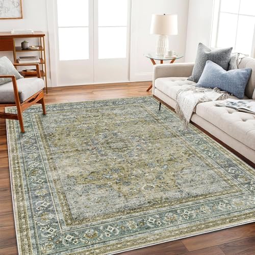 CHAMPLANT Area Rug 5'x7' Washable Rug Vintage Traditional Floor Cover Thin Retro Kitchen Indoor Distressed Non Slip Carpet for Living Room Bedroom Dining Room - Image 2