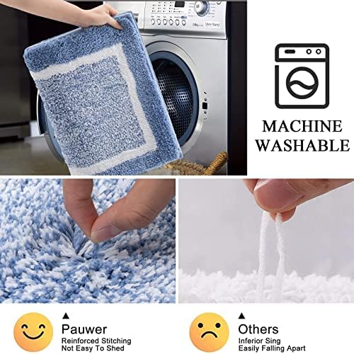 Pauwer Bathroom Rugs Sets 2 Piece, Non Slip Washable Bath Mat, Blue - Image 7