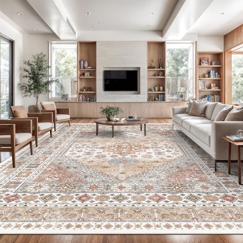 zesthome 10x14 Area Rugs for Living Room,Large Washable Rug,Orange by Zesthome