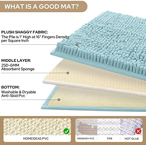 HOMEIDEAS Bathroom Rugs Set of 3, Super Soft Absorbent Chenille Bath Rugs - Image 4