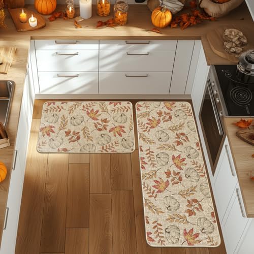 Artoid Mode Pumpkins Fall Kitchen Mats Set of 2-24x35+24x59 - Image 2