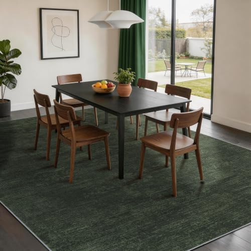 3x5 Washable Area Rug, Dark Green Solid Area Rugs for Living Room & Bedroom - Image 3