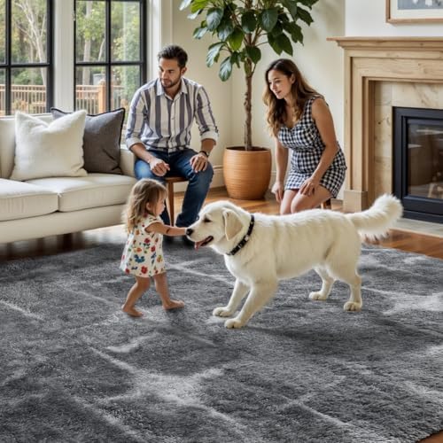 FinRèc Home 8x10 Non-Slip Fluffy Area Rugs for Living Room (Star Grey) - Image 7