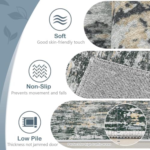 Area Rugs 8x10 Living Room: Washable Rug Modern Abstract Large Rugs Soft Non Slip Neutral Rug Stain Resistant Indoor Carpet for Bedroom Kitchen Dining Room Home Office Rugs(Black Grey Gold,8'x10') - Image 6