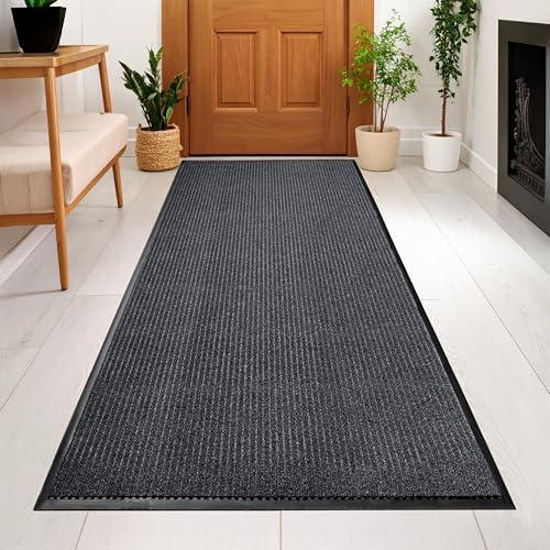 Durable Rubber Door Mat - Heavy Duty, Indoor/Outdoor, Easy Clean, Waterproof, Low-Profile Mat for Entry, Patio, Garage - Stylish (Charcoal, 8' x 4' (Mud Trapper)) - Image 3