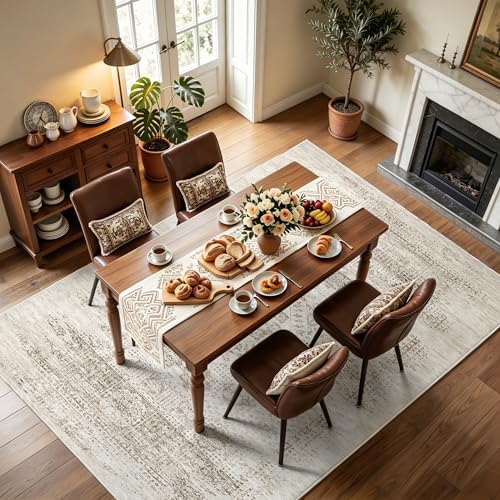 8x10 Boho Washable Area Rug for Living Room,Bedroom,Dining Room-Beige Brown - Image 7