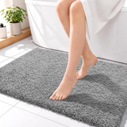 Yimobra Gray Bathroom Rugs Non Slip Washable 36x24, Plush Bath Mat by Yimobra