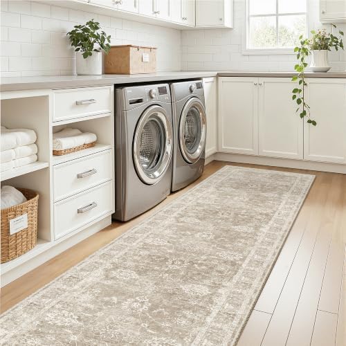 Madane Rug Runner for Hallway 2.5x12,Washable Kitchen Runner Rug Brown/Sand - Image 4