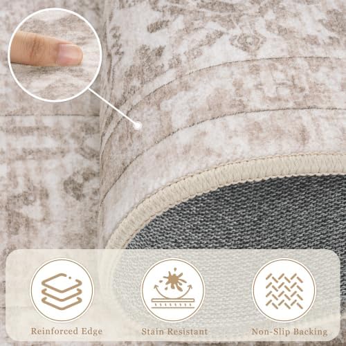4x6 Washable Area Rugs for Bedroom Beige Brown Non-Slip Rug - Image 7