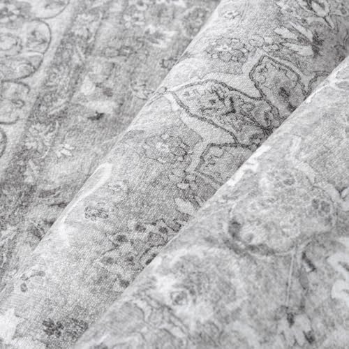 PureCozy Gray 6x9 Washable Area Rug Living Room Vintage Distressed Carpet - Image 5