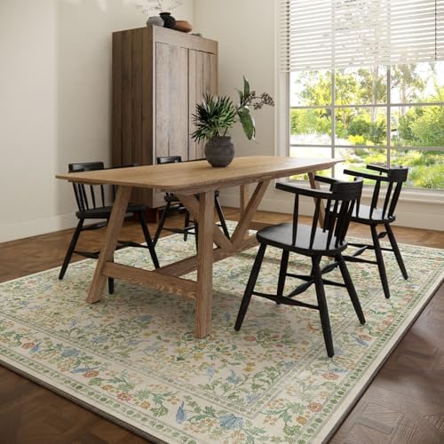 8x10 Area Rugs for Living Room: Washable Bedroom Rug Stain Resistant Non Slip Low Pile Lightweight Soft Carpets for Dining Room Kitchen Nursery Kids Room Farmhouse Living Room Indoor - Image 6