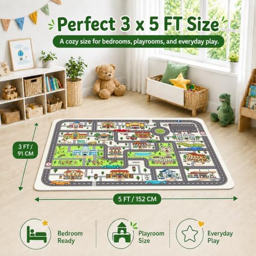Nayoroom Kids City Road Rug, Interactive Town Map, Non-Slip, 3 x 5 ft - Image 3