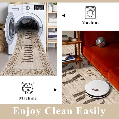 RUUGME 20x48 Laundry Room Rug Runner - Non Slip Washable Carpet for Mudroom Washroom Soft Stain Resistant Carpets Durable Low Pile Farmhouse Decor Floor Mat for Bathroom 20"x48" Natural Wood Brown - Image 5