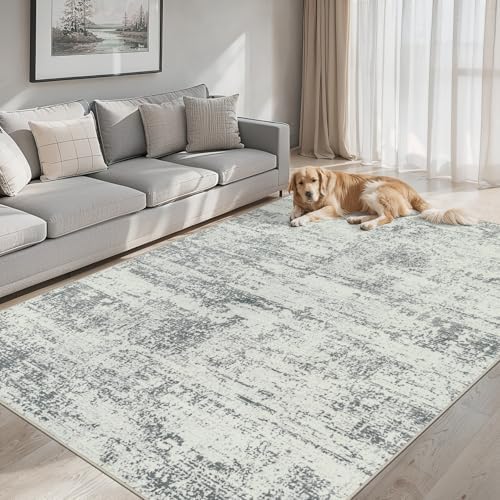 PLHXFR 8x10 Area Rug Living Room: Modern Abstract Washable Carpet Grey - Image 4