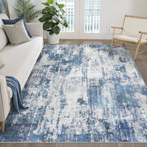 LOONGRUG 6x9 Area Rug Washable Neutral Modern Rug for Living Room Navy Gray by LOONGRUG