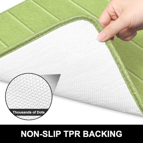 Memory Foam Bath Mat 24" x 16", Ultra Soft Absorbent Bathroom Rug Non Slip, Machine Washable Bath Rug for Bathroom, Shower and Tub,Green - Image 4