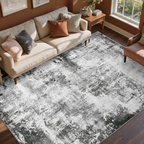 4x6 Ft Abstract Washable Area Rugs for Living Room Grey - Image 2