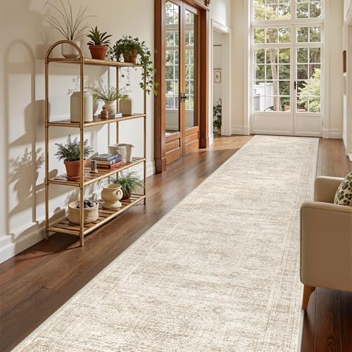 3x14 Runner Rug Non Slip,Washable Hallway Runner Rug,Beige - Image 4