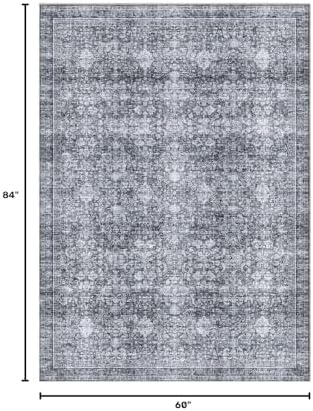 Sasttie 5x7 Area Rugs, Ultra-Soft Washable Rug for Living Room, Black Grey - Image 2