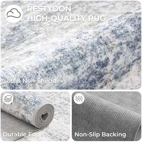 4x6 Area Rug for Entryway,Washable Kitchen Rug,Blue - Image 7