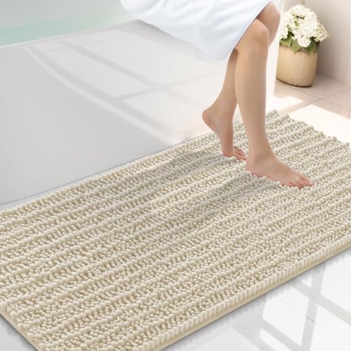 Smiry Bathroom Rugs 44X24, Extra Soft Rubber Backing Chenille Bath Mats by Smiry