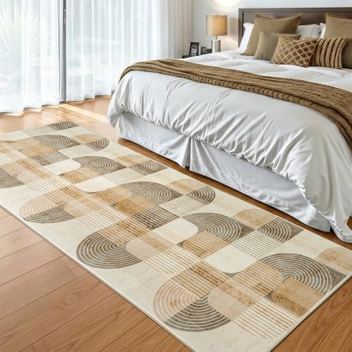Washable Modern Geometric Hallway Runner Rug for Kitchen Beige 4x10 - Image 4