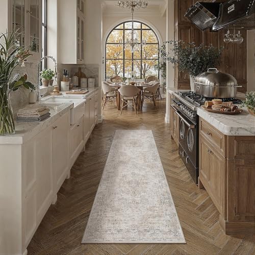 HUGEAR Beige Runner Rugs 2x5 Washable Rug Indoor Carpet by HUGEAR