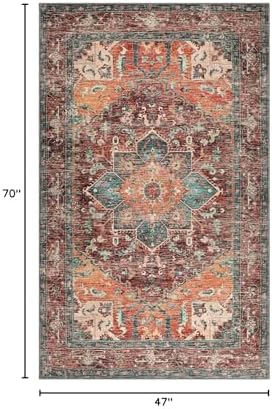 Yamaziot Washable Area Rug, 4x6 Non-Slip Boho Living Room Bedroom Rug - Image 2