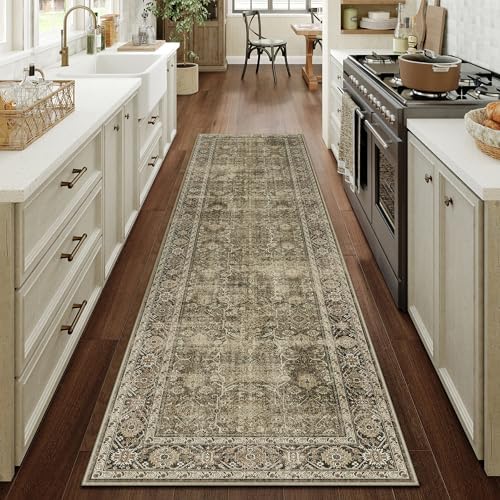 PureCozy Light Brown Runner Rug 2x8 Vintage Traditional Distressed by PureCozy