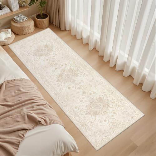 3x8 Hallway Washable Runner Rug: Kitchen Carpet Beige White - Image 3