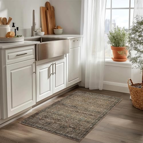 Ruaruarug Washable Small Area Rug 2×3 for Entryway, Soft, Vintage Brown - Image 6