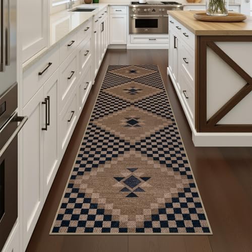 LIVEBOX Easy Jute Runner Rugs for Hallway 2x10, Non Slip Washable Rug Runner, Checkered Extra Long Rugs for Hallways, Ultra Thin Farmhouse Kitchen Rug for Hardwood Floor - Image 2